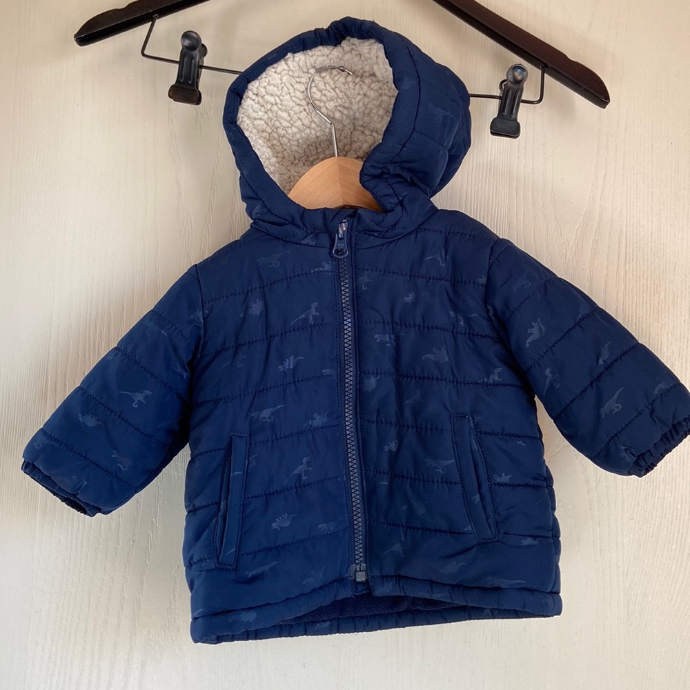 Baby GAP Navy Blue Dinosaur Puffer Winter Coat
